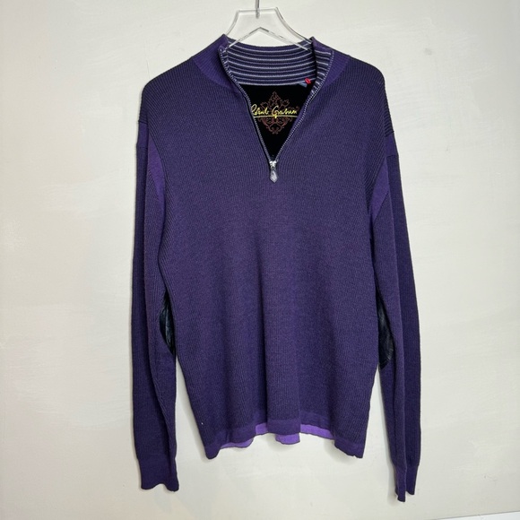 Robert Graham Men Purple 1/4 Zip Classic Fit Pullover Sweater - Picture 1 of 12
